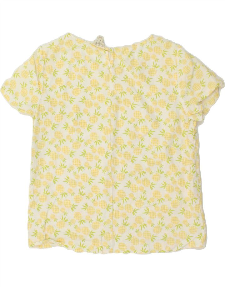 J. CREW Womens Abstract Pattern Blouse Top UK 14 Medium Yellow Linen Vintage J. Crew and Second-Hand J. Crew from Messina Hembry 