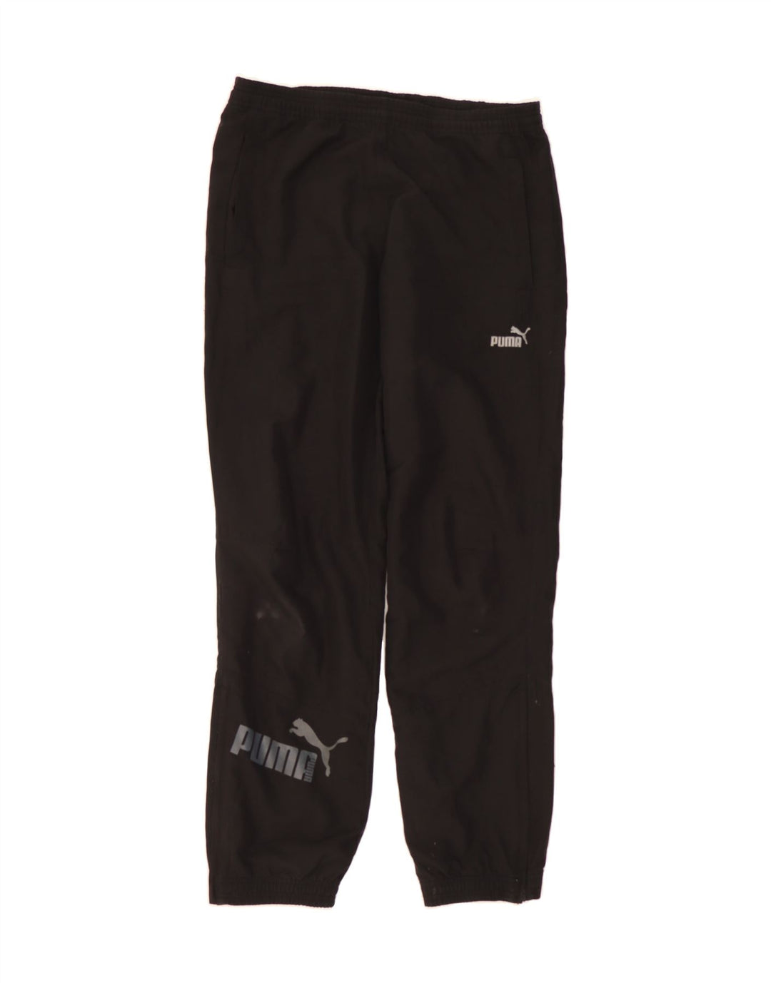 PUMA Mens Graphic Tracksuit Trousers Joggers Small  Black Vintage Puma and Second-Hand Puma from Messina Hembry 