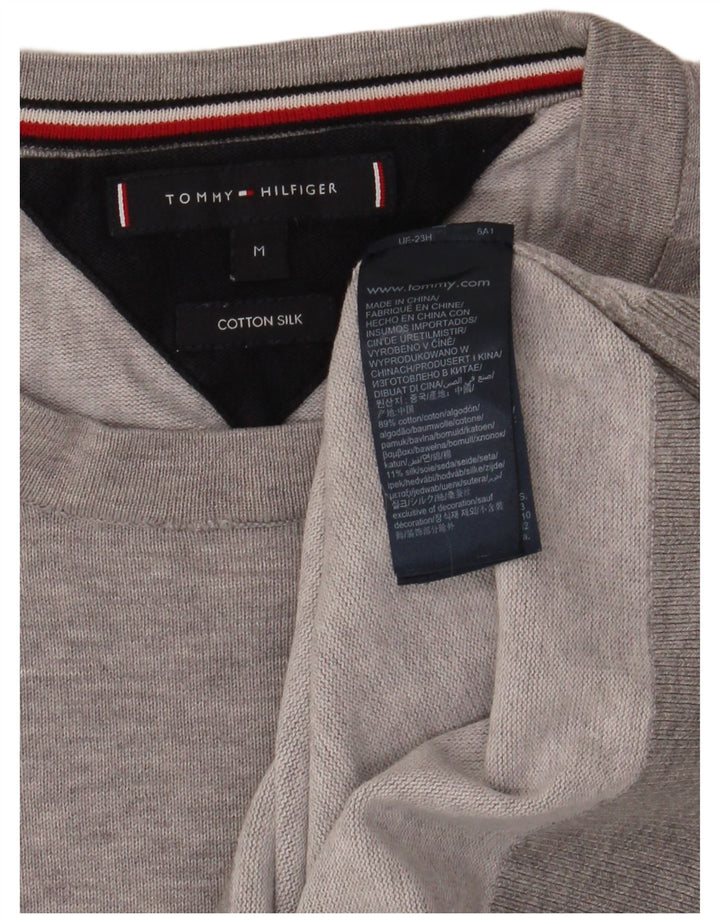 Męski sweter z okrągłym dekoltem Tommy Hilfiger, średnioszary, bawełniany