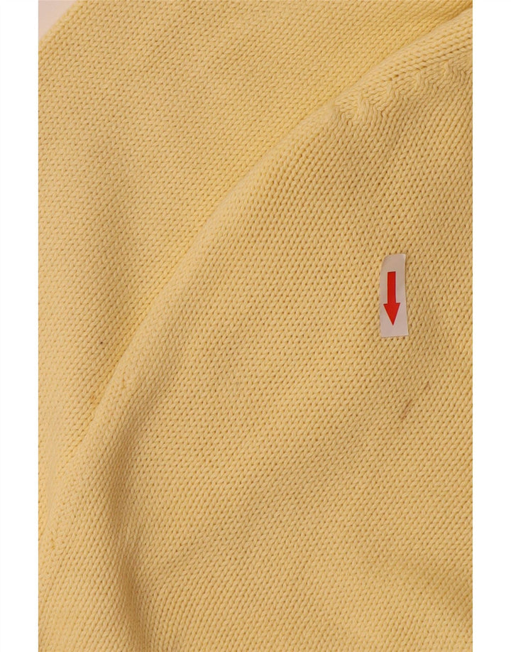 Męski sweter Zara z dekoltem w kształcie litery V, duży, żółty, bawełniany