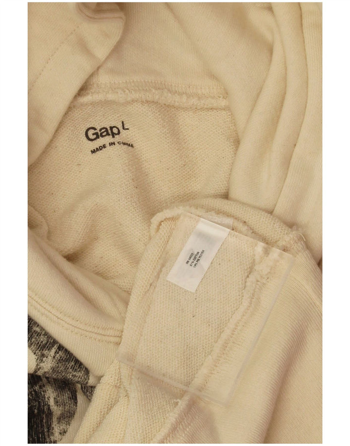 Męski sweter z kapturem i grafiką Gap, duży, beżowy, bawełniany