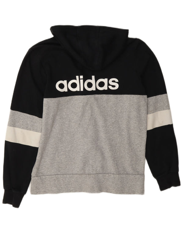 Chłopięcy sweter Adidas z grafiką i zamkiem błyskawicznym, 15-16 lat, czarna bawełna z blokami kolorów