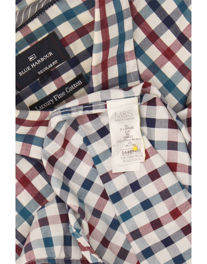 Niebieska koszula męska Marks & Spencer Harbor XL, wielobarwna kratka