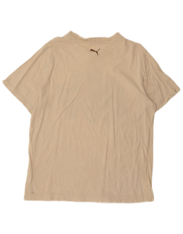 Męski T-shirt z grafiką Puma, duży, beżowy
