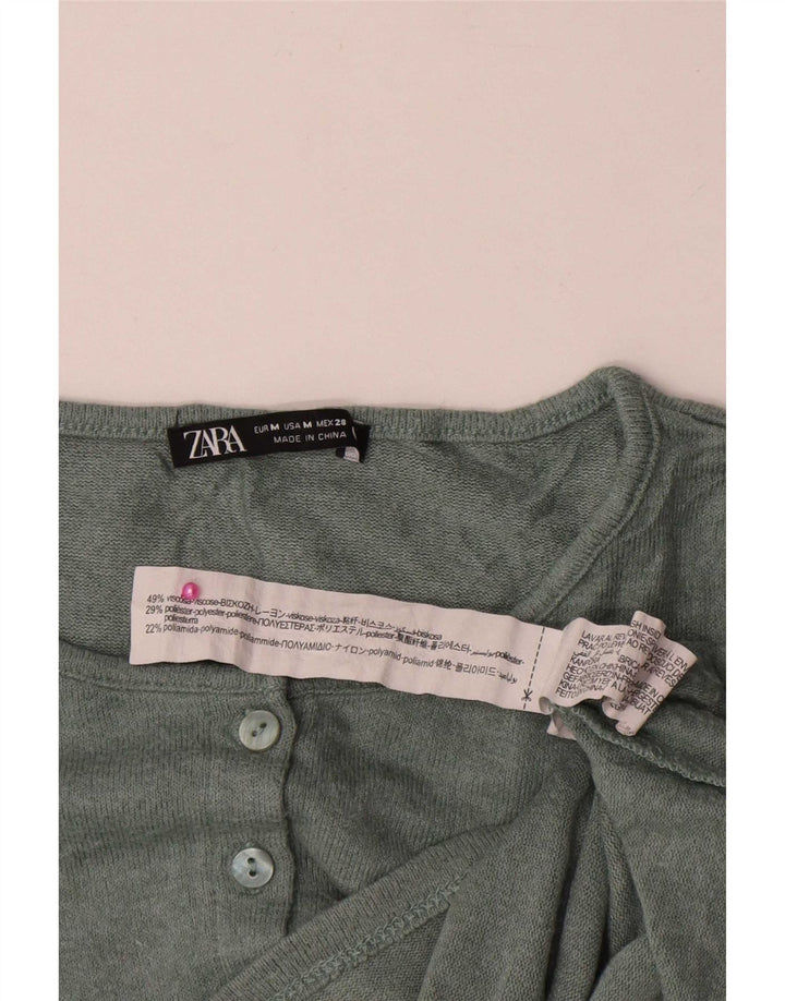 Sweter damski Zara Crop Cardigan UK 12 Średni zielony wiskoza