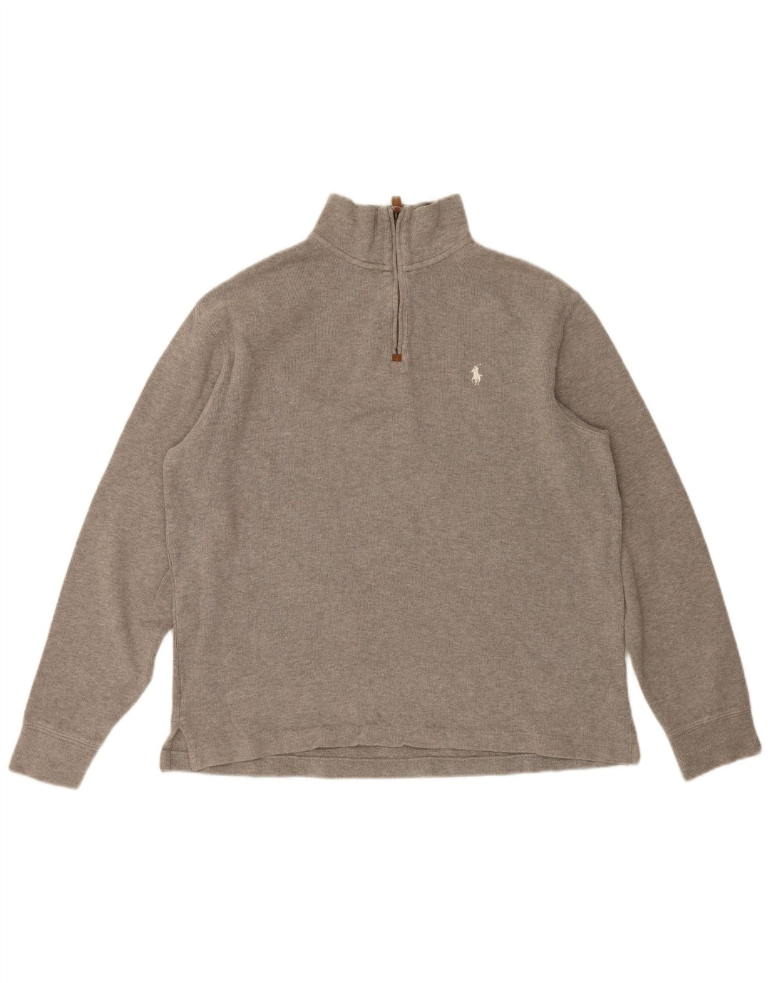 Polo Ralph Lauren Męski top z długim rękawem i zamkiem błyskawicznym, średnioszary, bawełniany