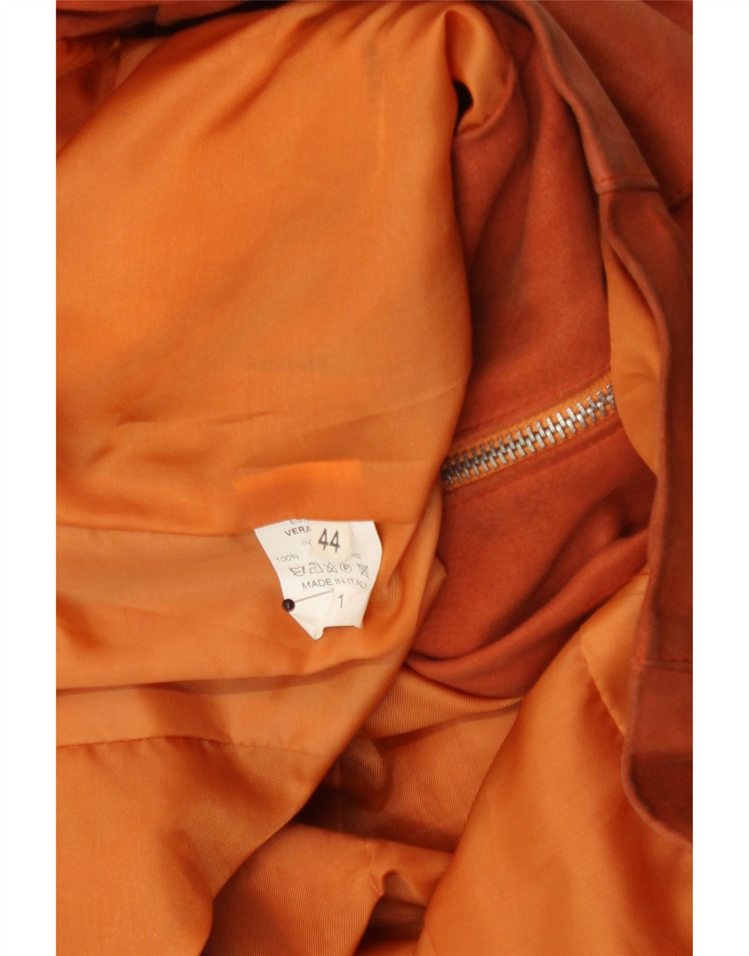 Vintage damska kurtka skórzana typu Crop IT 44 ze średniej pomarańczowej skóry