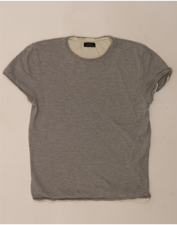 Męska koszulka T-shirt Zara XL, szary, blok kolorów