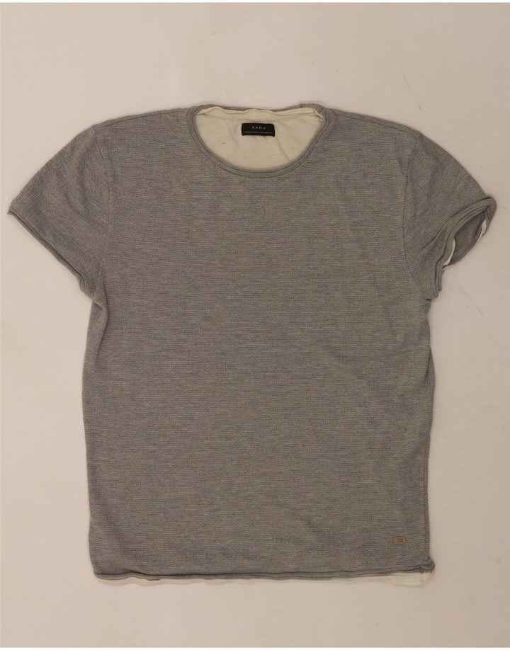 Męska koszulka T-shirt Zara XL, szary, blok kolorów