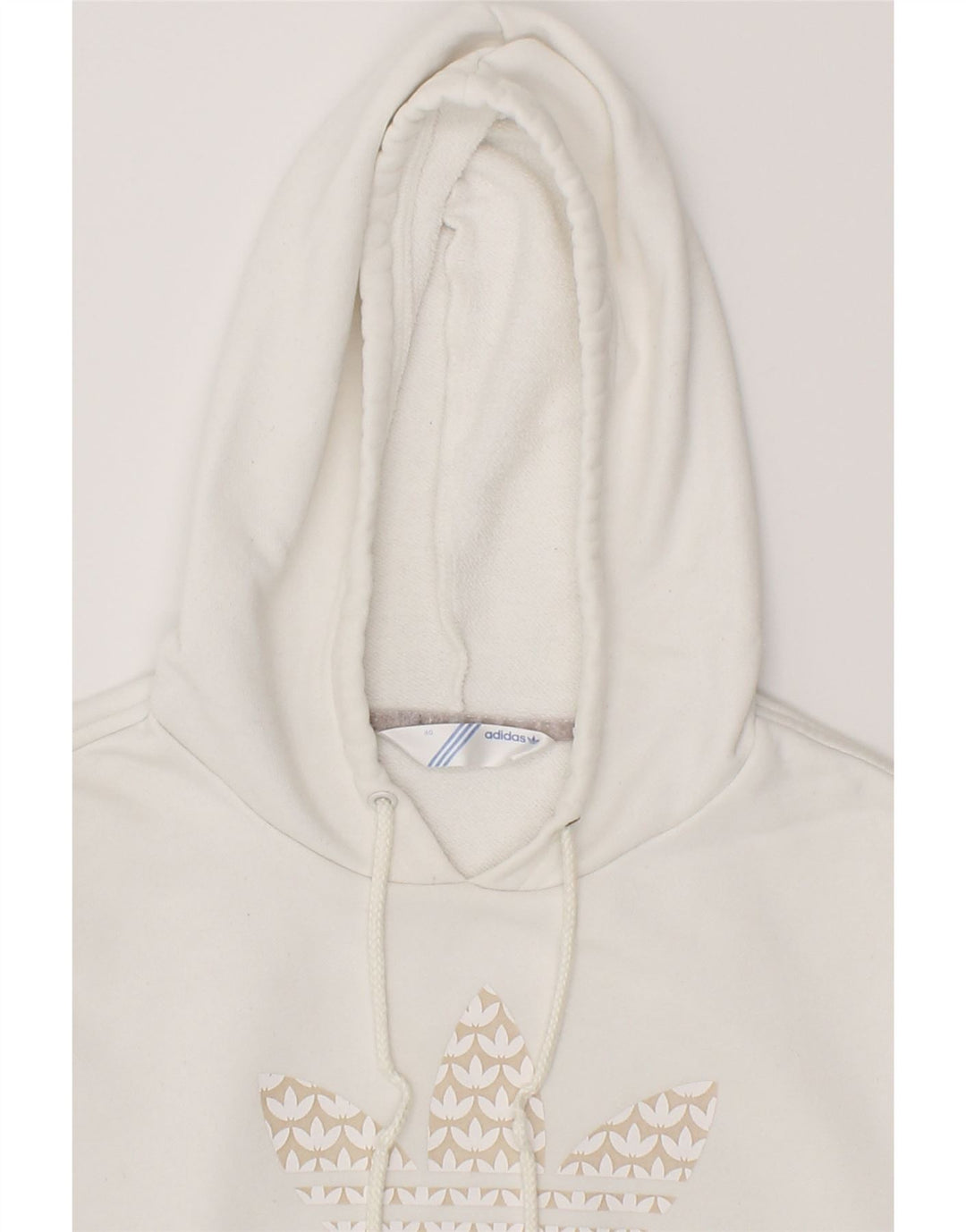 ADIDAS Womens Graphic Hoodie Jumper EU 40 Medium White Cotton Vintage Adidas and Second-Hand Adidas from Messina Hembry 