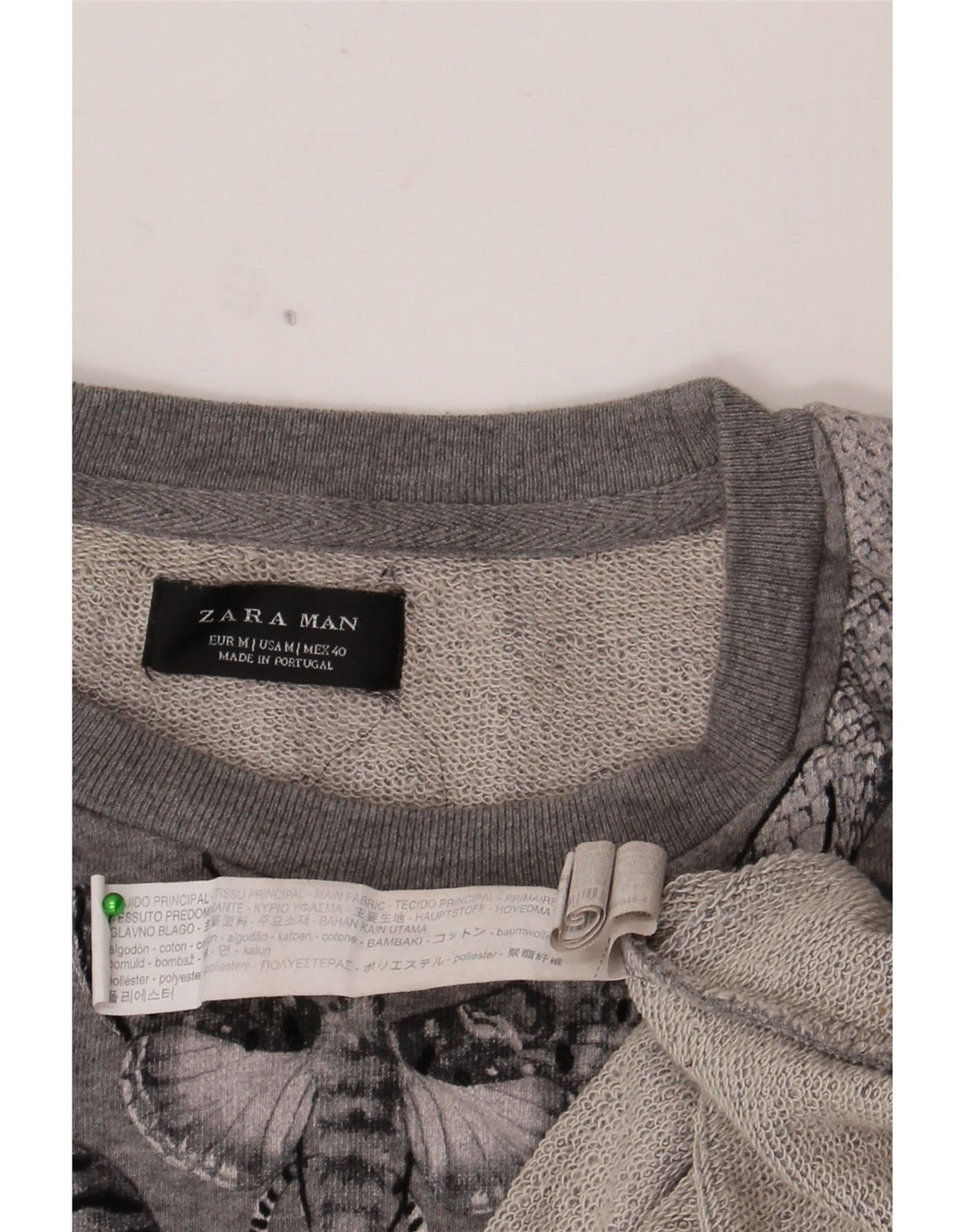 Męska bluza z grafiką Zara, średnioszara, bawełniana w kwiaty