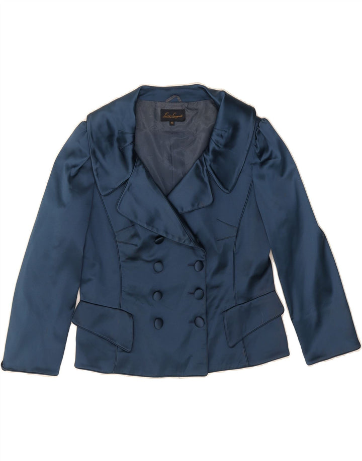 LUISA SPAGNOLI Womens Double Breasted Blazer Jacket IT 46 Large Blue Vintage Luisa Spagnoli and Second-Hand Luisa Spagnoli from Messina Hembry 