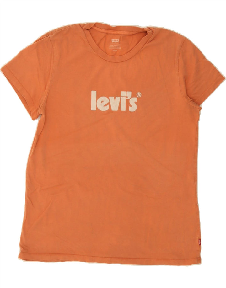 LEVI'S Womens Graphic T-Shirt Top UK 14 Medium Pink Cotton Vintage Levi's and Second-Hand Levi's from Messina Hembry 