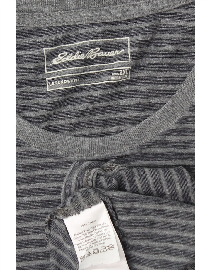 EDDIE BAUER Męski T-shirt Top 2XL Szary, bawełniany w paski