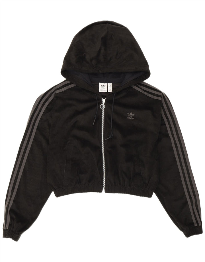 Damska bluza z kapturem Adidas Crop Oversized Zip UK 10 Mały czarny poliester