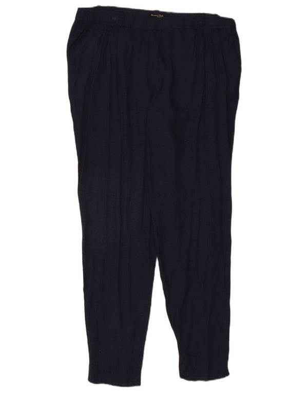 Massimo Dutti Womens Tapered Chino Trousers W32 L28 Navy Blue