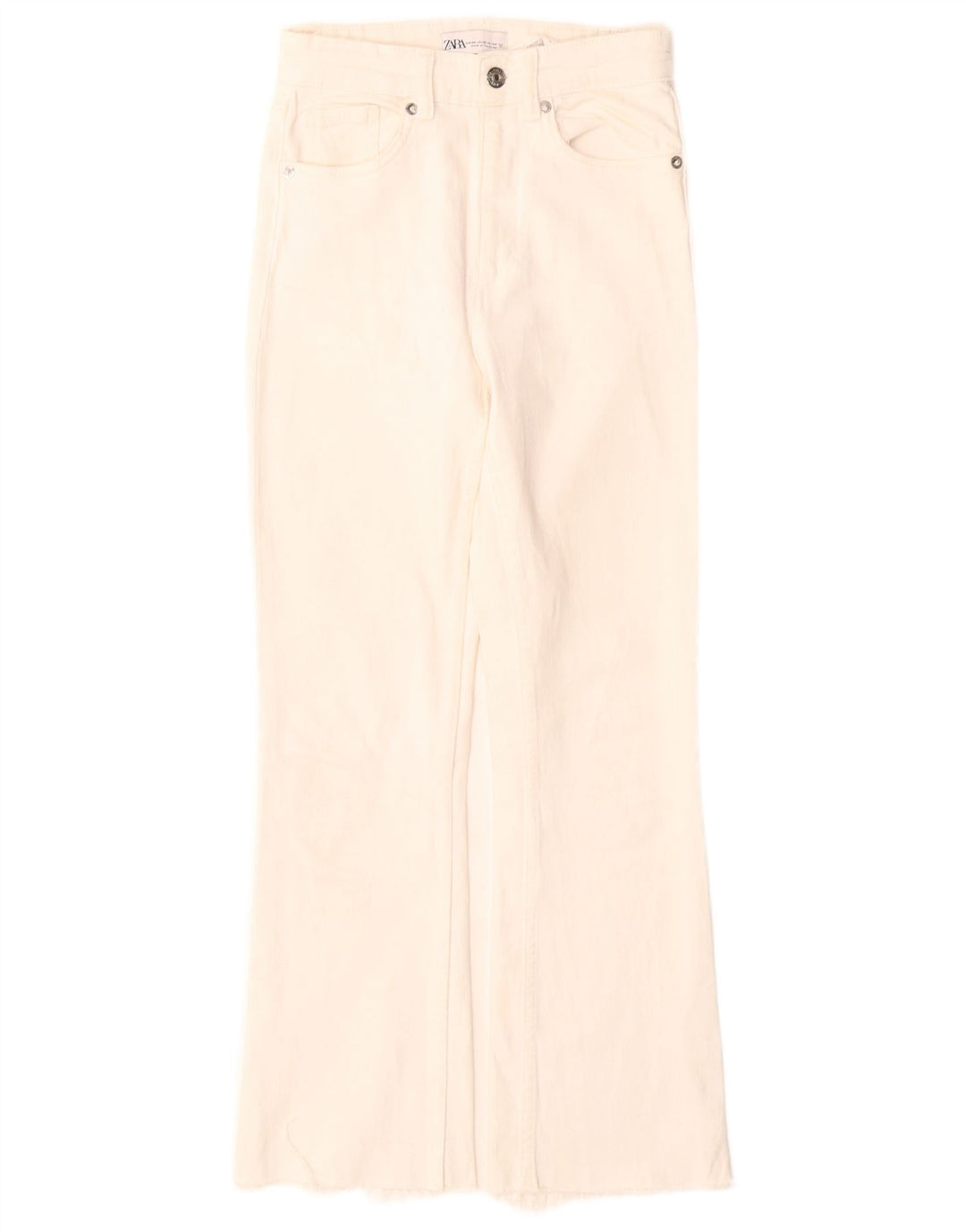 Jeansy Bootcut Zara Damskie z wysokim stanem EU 34 2XS W24 L26 Off White