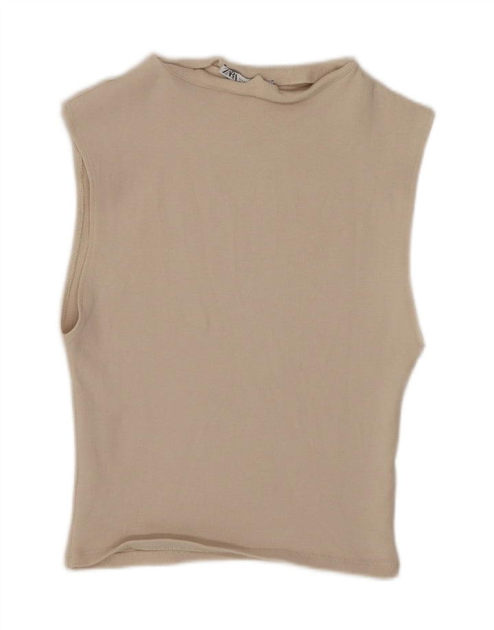 Damski krótki top Zara UK 14, duży, beżowy
