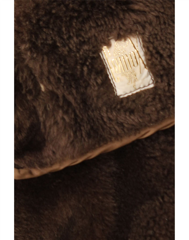 Vintage męski płaszcz z owczej skóry UK 40, duży brązowy Shearling