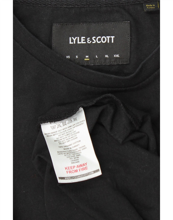 Lyle & Scott Męski top z długim rękawem, średni czarny, bawełniany