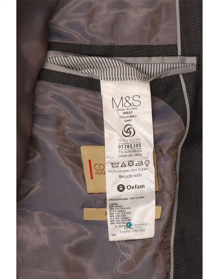 Marks & Spencer Męska marynarka zapinana na 2 guziki, UK 46 XL, szara wełna