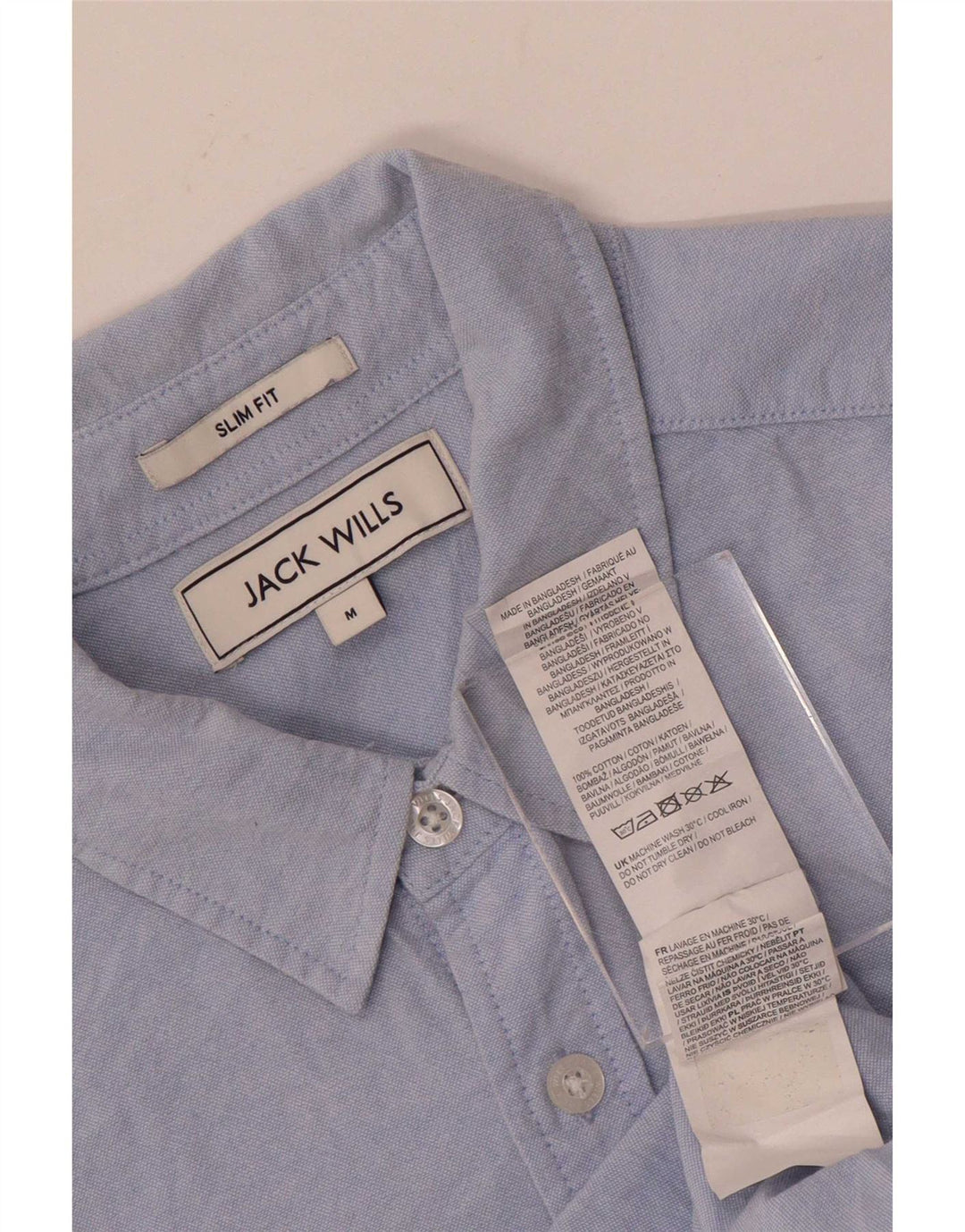 Koszula męska Jack Wills z krótkim rękawem, slim fit, średnioniebieska, bawełniana
