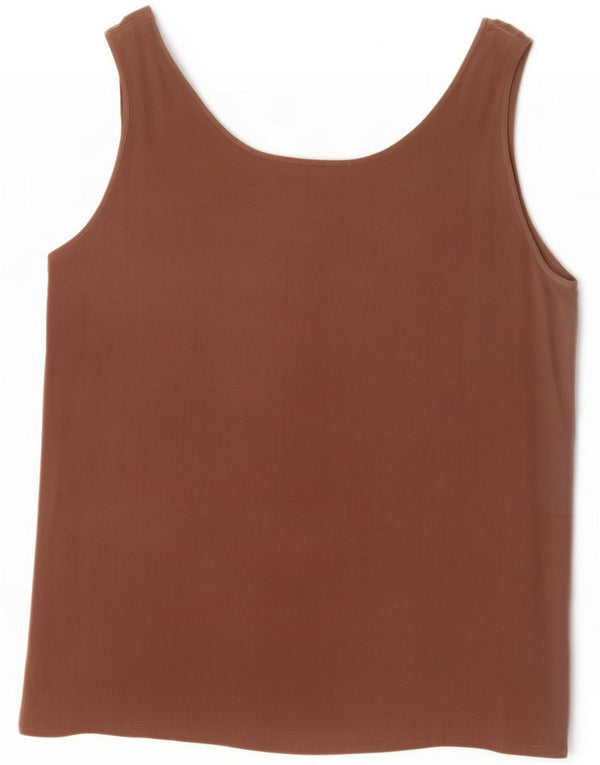 Vintage damska bluzka bez rękawów Top UK 14 Large Brown Silk