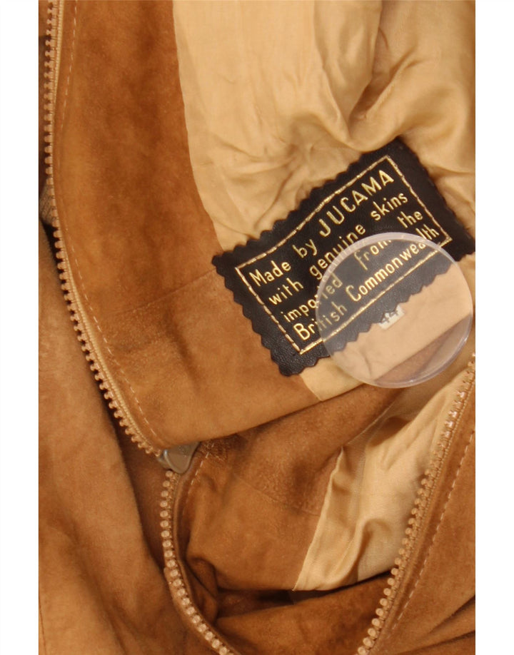 Damska zamszowa kurtka bomberka VINTAGE IT 44 Średniobrązowa skóra