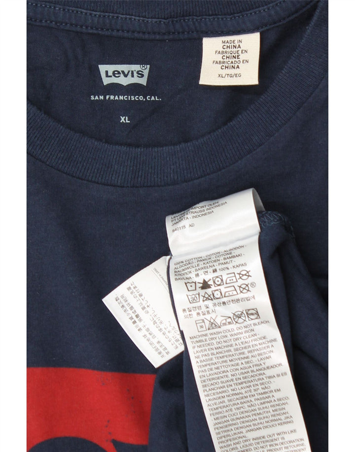 Męska koszulka z grafiką Levi's Top XL, granatowa, bawełniana
