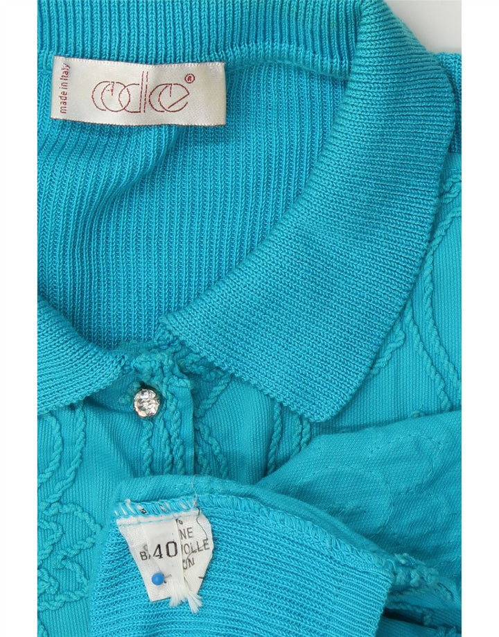 CODICE Womens Oversized Cardigan Sweater IT 40 Small Turquoise Cotton Vintage Codice and Second-Hand Codice from Messina Hembry 
