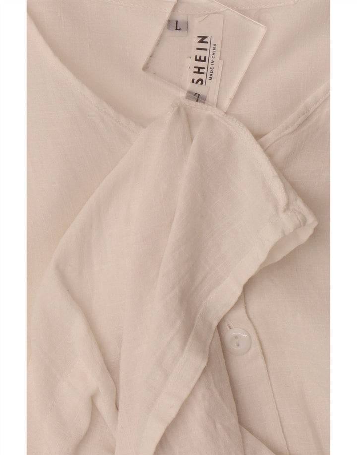 SHEIN Womens Longline Tunic Top UK 16 Large White Linen