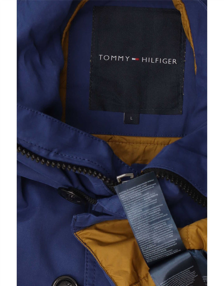 Męska kurtka parka z kapturem Tommy Hilfiger UK 40, duża niebieska, poliester