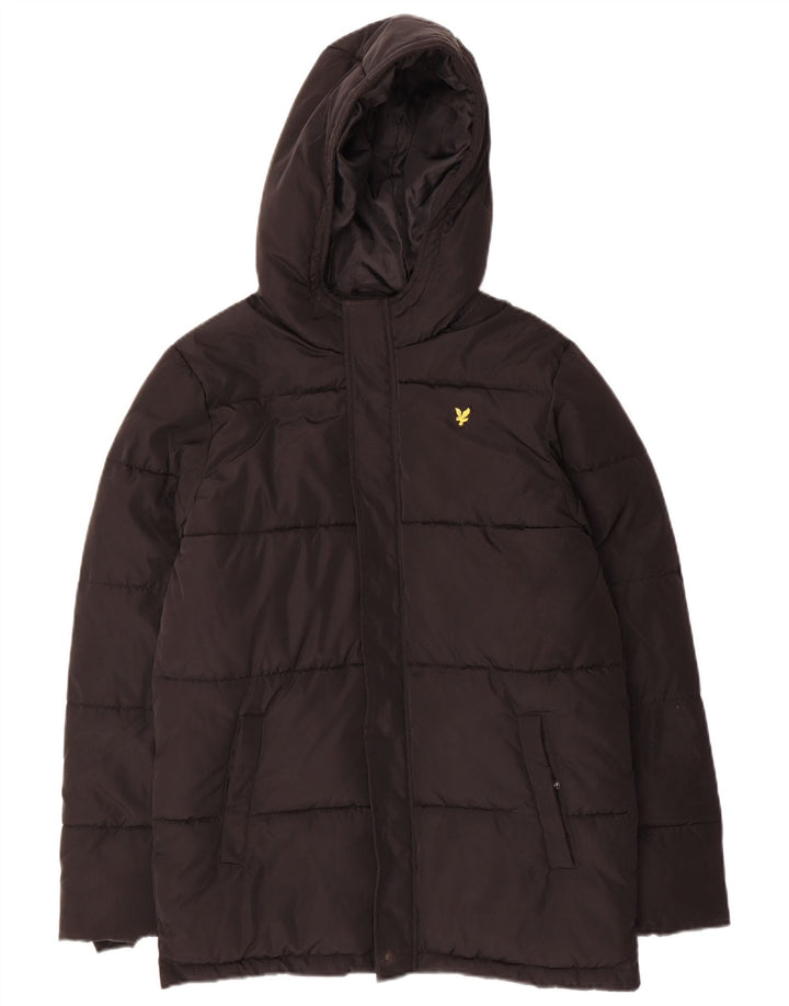 Wyściełana kurtka chłopięca z kapturem i kapturem Lyle & Scott 12-13 lat, czarna, poliestrowa