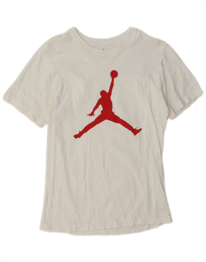 Męski T-shirt z grafiką Jordan, mały, biały, bawełniany