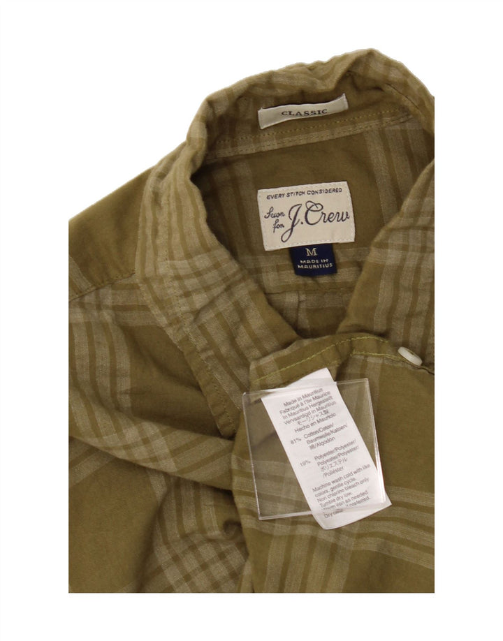 J. CREW Mens Classic Fit Flannel Shirt Medium Khaki Check Cotton Vintage J. Crew and Second-Hand J. Crew from Messina Hembry 