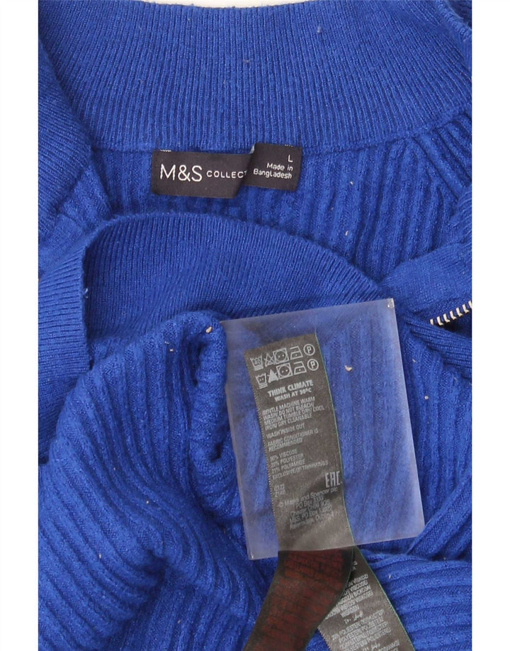 Marks & Spencer Damski sweter z zamkiem błyskawicznym UK 16, duży niebieski wiskoza