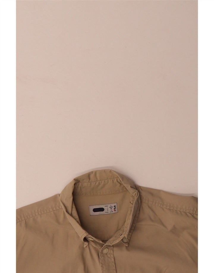 FILA Mens Short Sleeve Shirt Large Beige Cotton