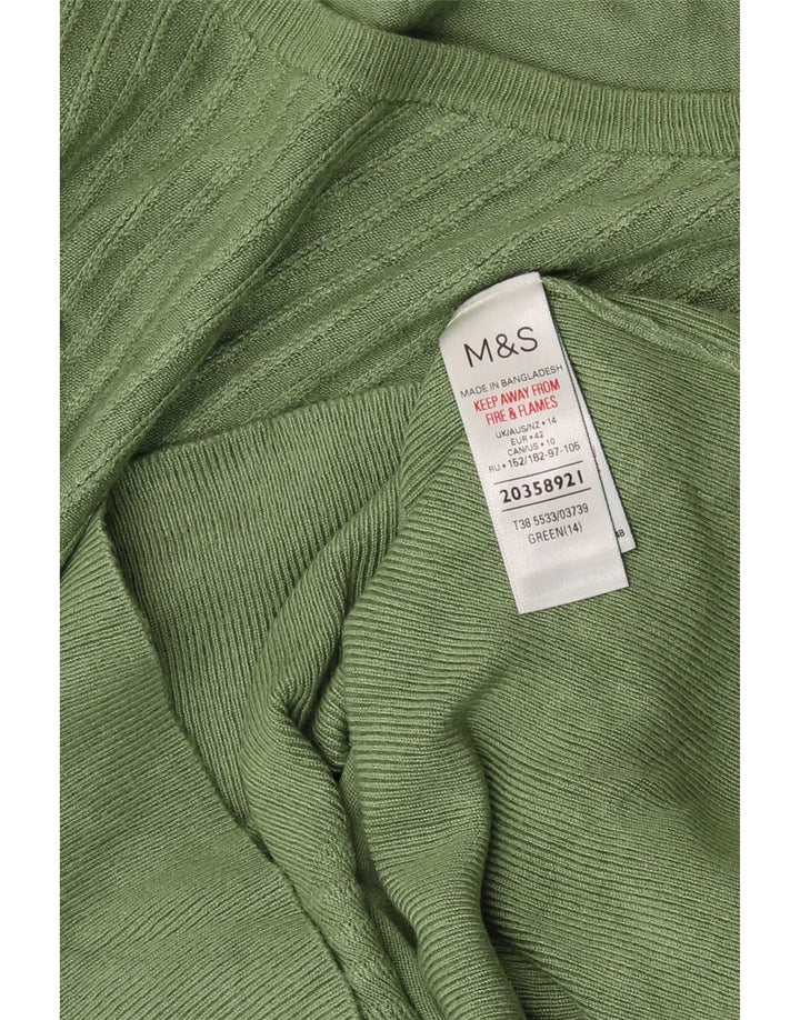 Marks & Spencer Damski sweter z dekoltem w łódkę, UK 14, średni zielony