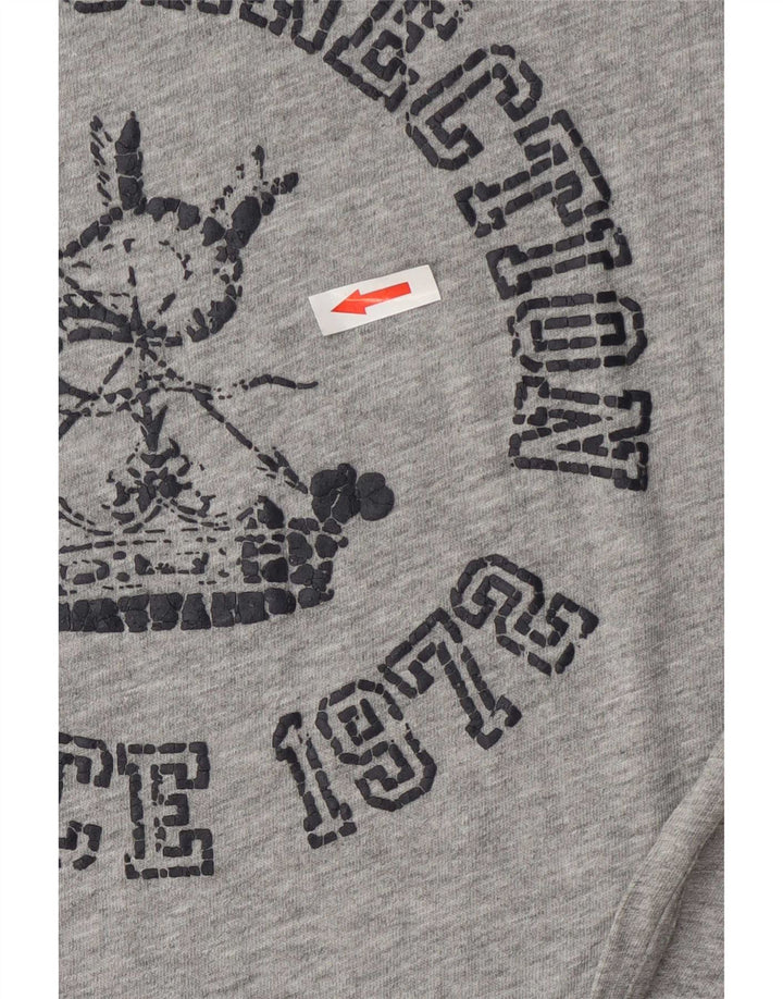 Męska koszulka z grafiką French Connection Top, średnia, szara bawełniana nakrapiana