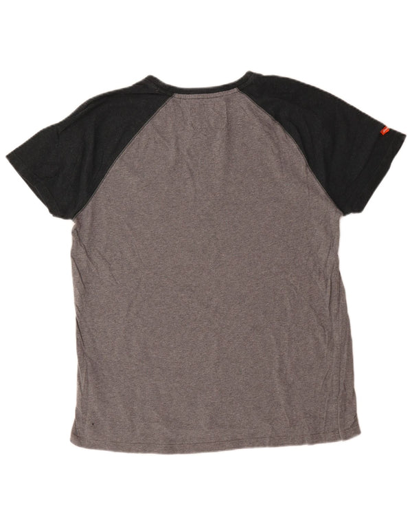T-shirt męski Superdry, 2XL, szary, bawełniany z blokami kolorów