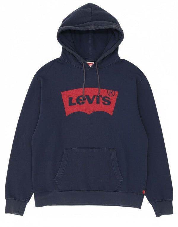 Damski sweter Levi's z grafiką, oversize, UK 16, duży, granatowy, bawełniany