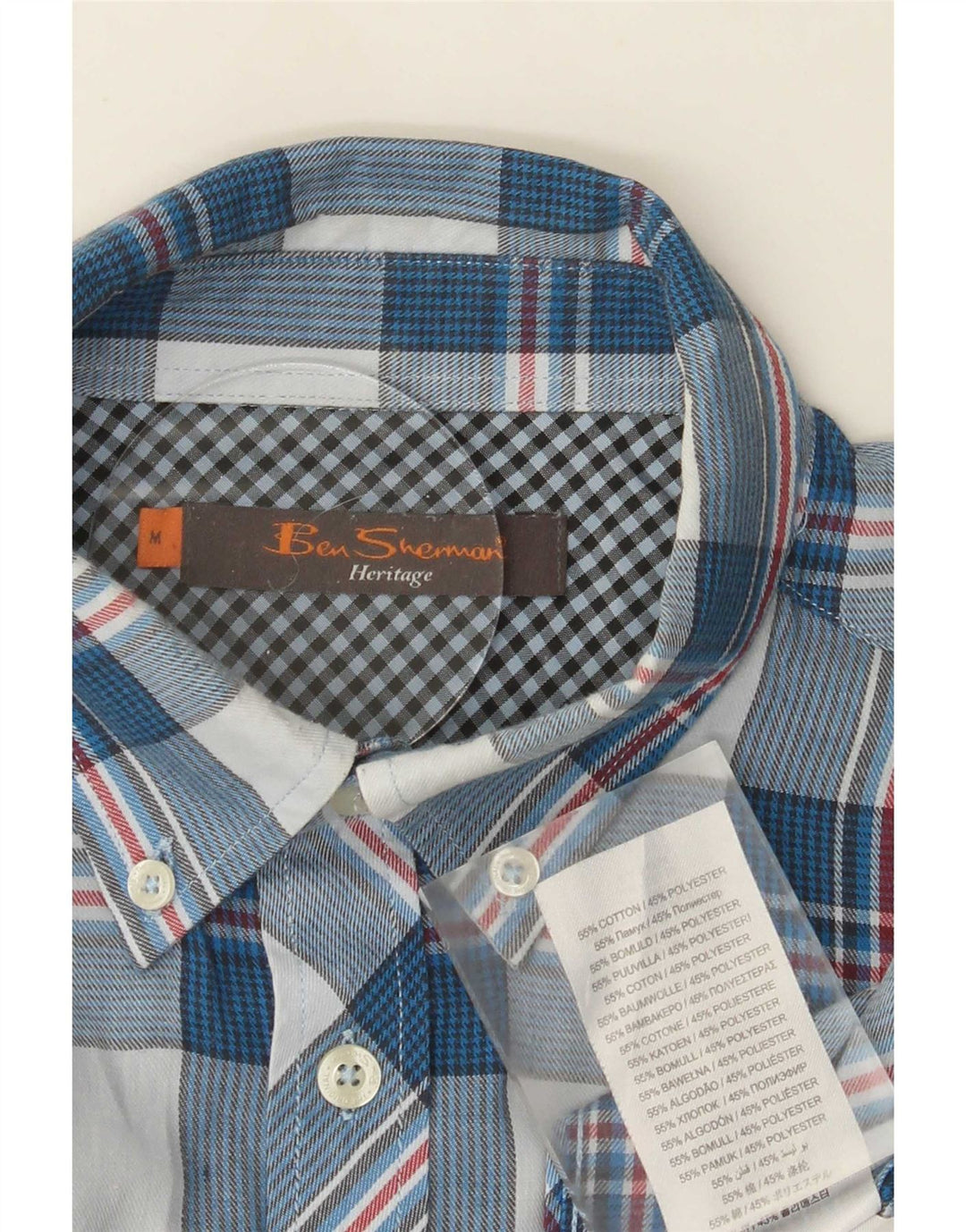 Koszula męska Ben Sherman, bawełniana, w średnią niebieską kratkę