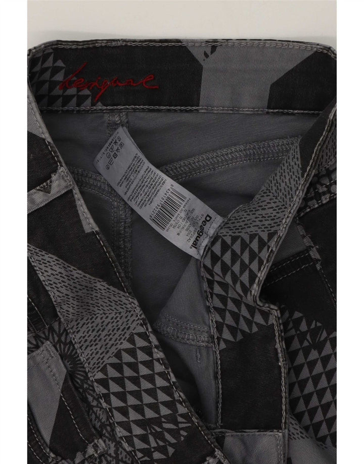Damskie spodnie typu slim casual Desigual W32 L29 Szara patchworkowa bawełna