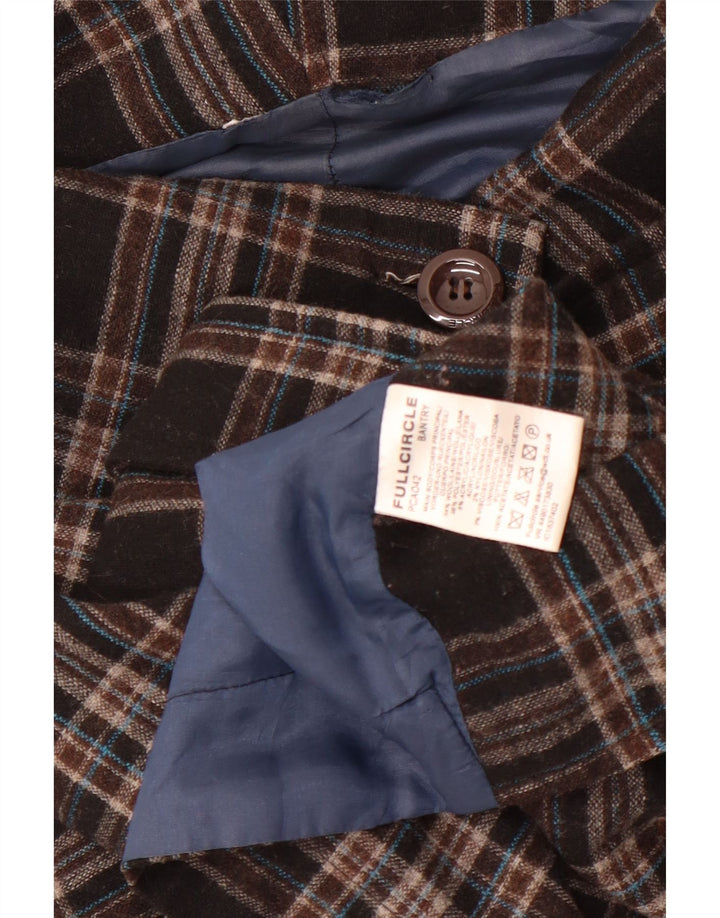 Damska kurtka bomberka w stylu vintage UK 10, mała, brązowa, wełniana krata