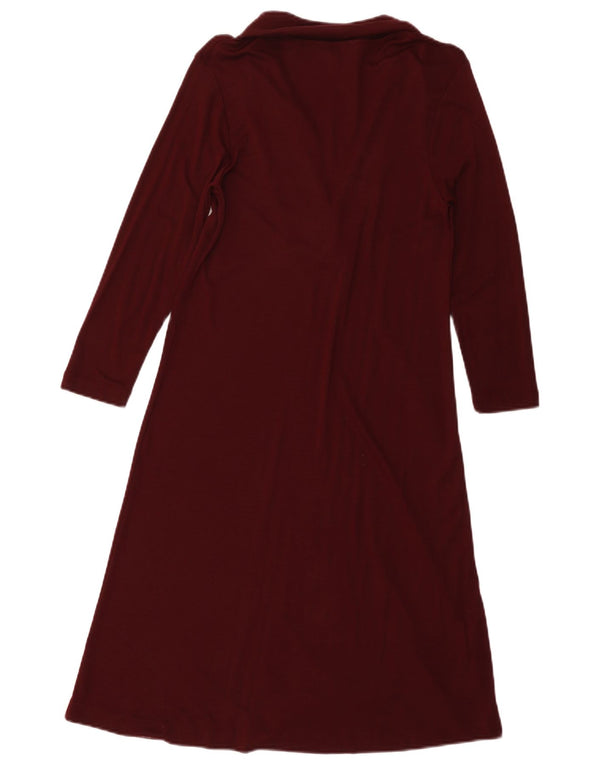 Massimo Dutti Womens 3/4 Sleeve A-Line Dress UK 10 Small Burgundy