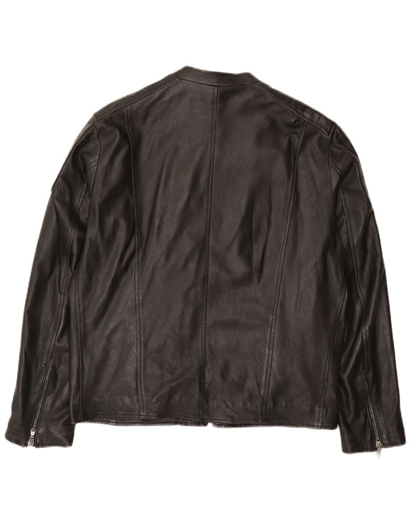 Męska skórzana kurtka wyścigowa Bayside UK 42 XL, czarna skóra