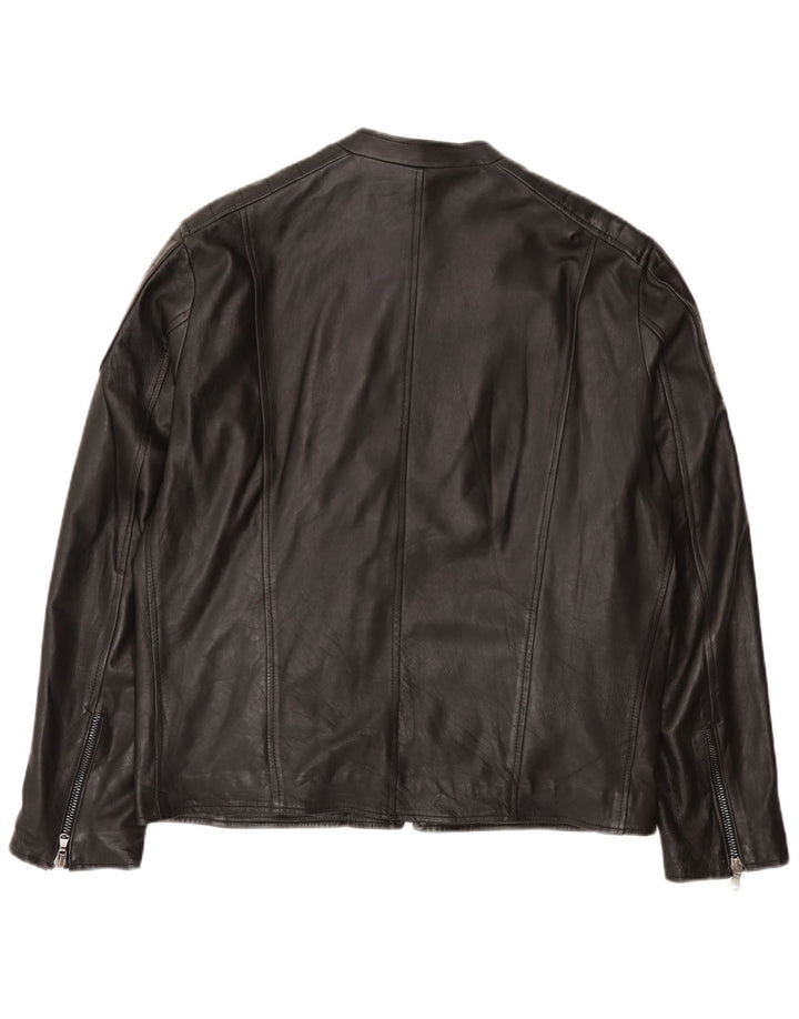 Męska skórzana kurtka wyścigowa Bayside UK 42 XL, czarna skóra