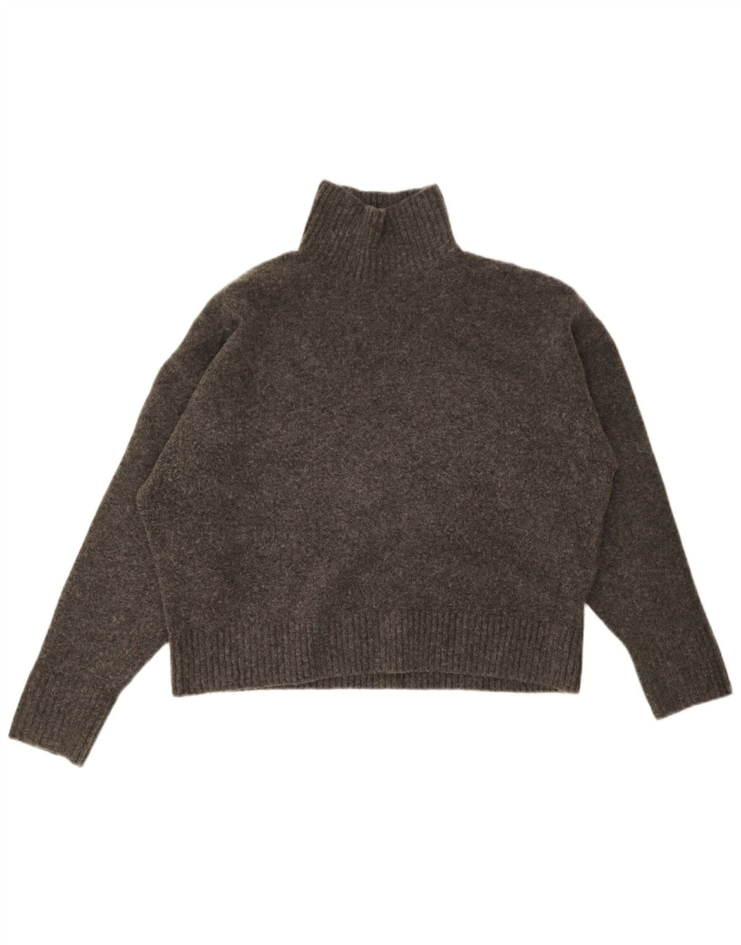 Damski sweter oversize Zara z wywijanym dekoltem UK 14, średni szary, nakrapiany