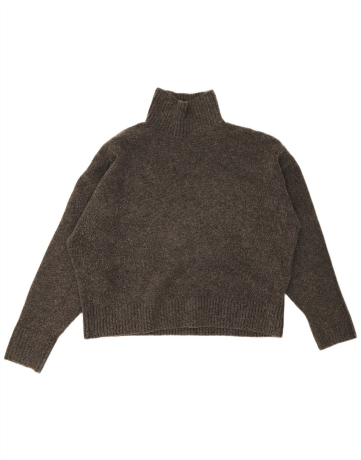 Damski sweter oversize Zara z wywijanym dekoltem UK 14, średni szary, nakrapiany