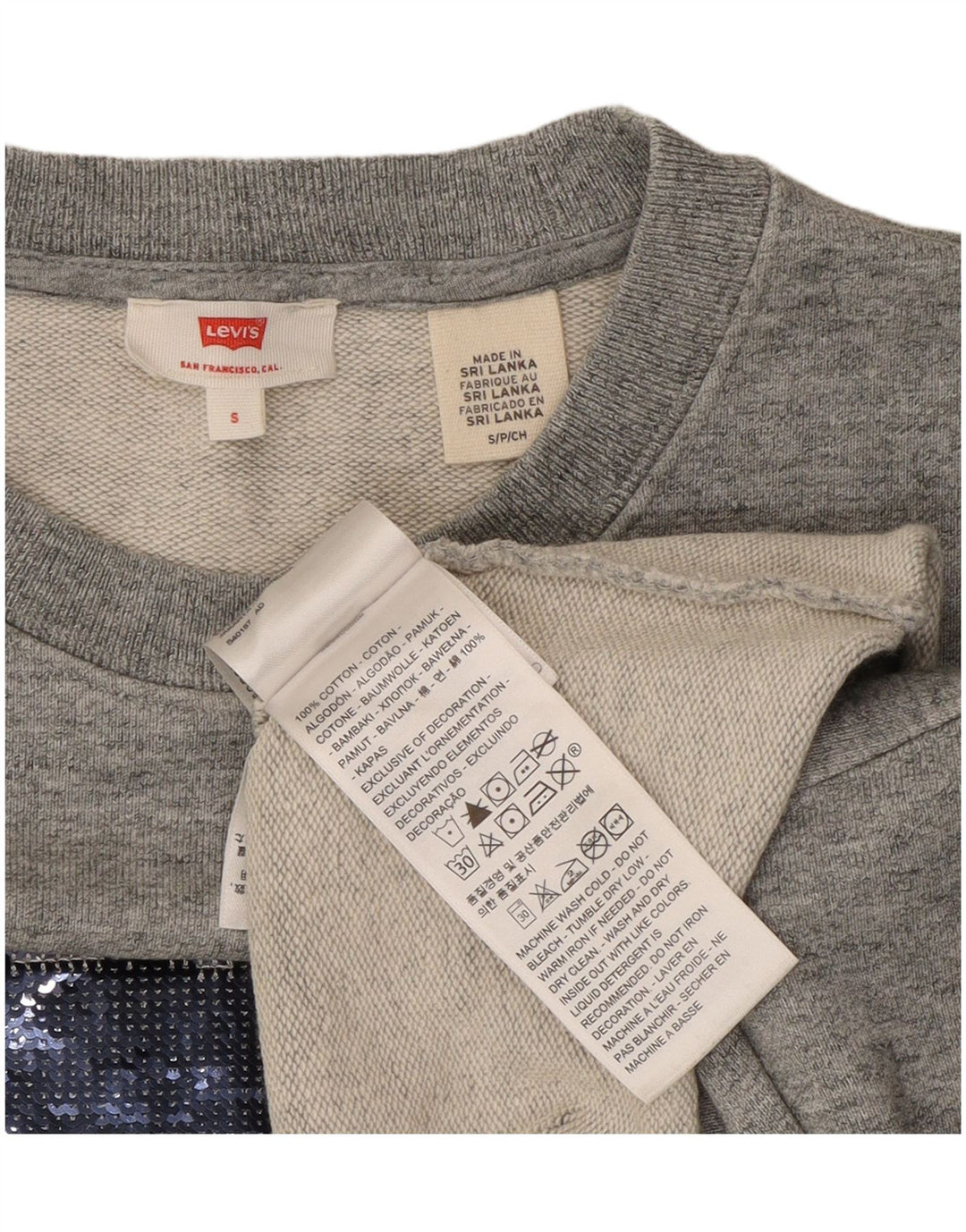 Damski sweter oversize Levi's Crop UK 10 Small, szary, bawełniany